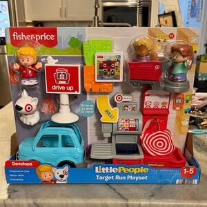 Fisher-Price Little People Target Run Playset - Blue Car with Red Cart